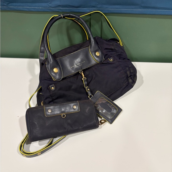 Marc by Marc Jacobs Bag + Wallet Bundle Navy Nylon Leather Trim - Picture 5 of 8